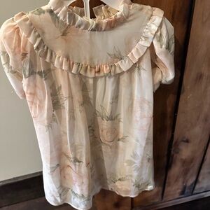 Floral Ruffle Kids Dress - Cream and Pink